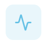 Light blue heartbeat line icon on a pale blue rounded square background
