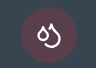 White Arabic calligraphy inside a dark maroon circle on a light blue background