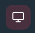 White computer monitor icon on a dark maroon rounded square background.