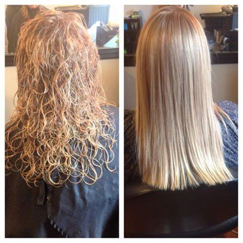 Woman with Keratin Smoothing Treatment on her Hair