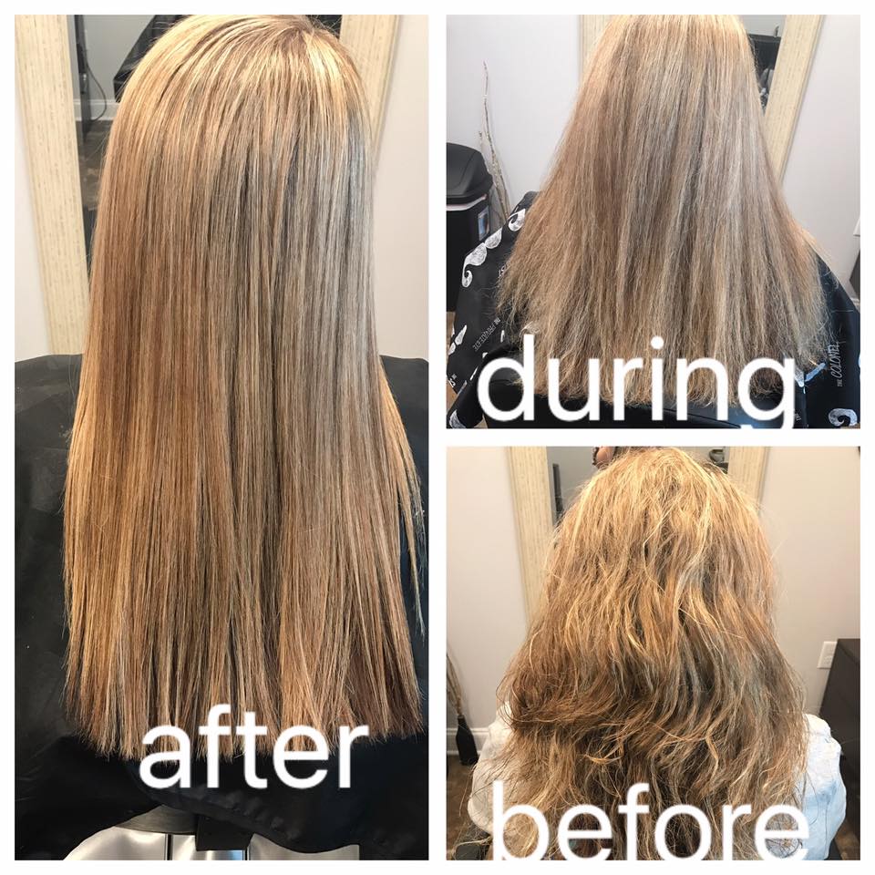 Before, During & After Keratin Hair Smoothing Treatment