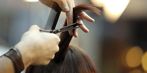 hair stylist cutting hair
