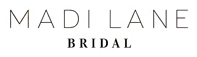 The logo for madi lane bridal is black and white.
