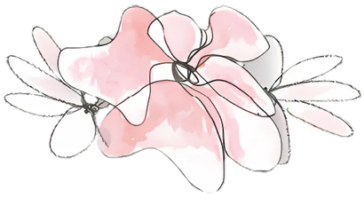 A drawing of two pink flowers on a white background.