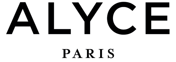 A black and white logo for alyce paris on a white background.