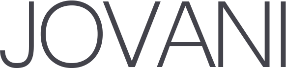 A black and white logo for jovani on a white background.