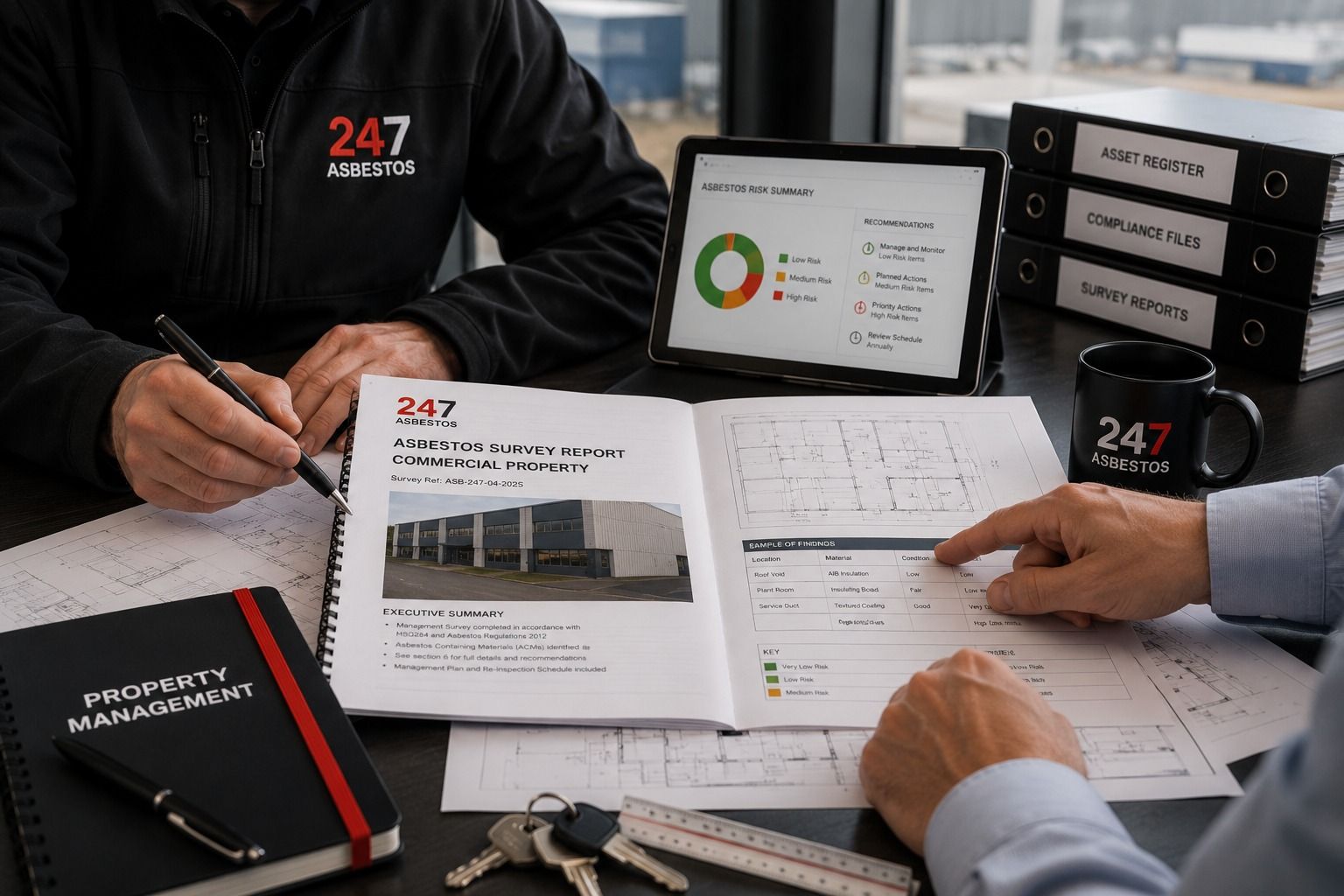 Independent Asbestos Reporting for Commercial Property Commercial property asbestos survey report with floor plans, findings and management records