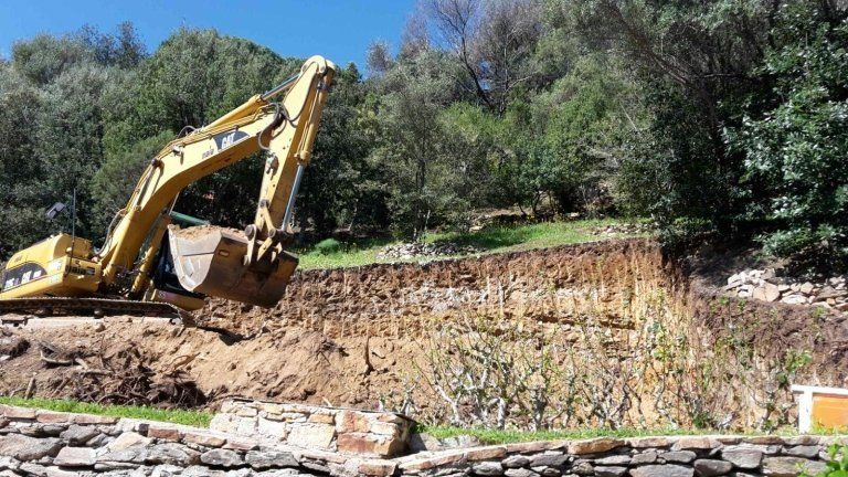 pala meccanica mentre effettua un intervento