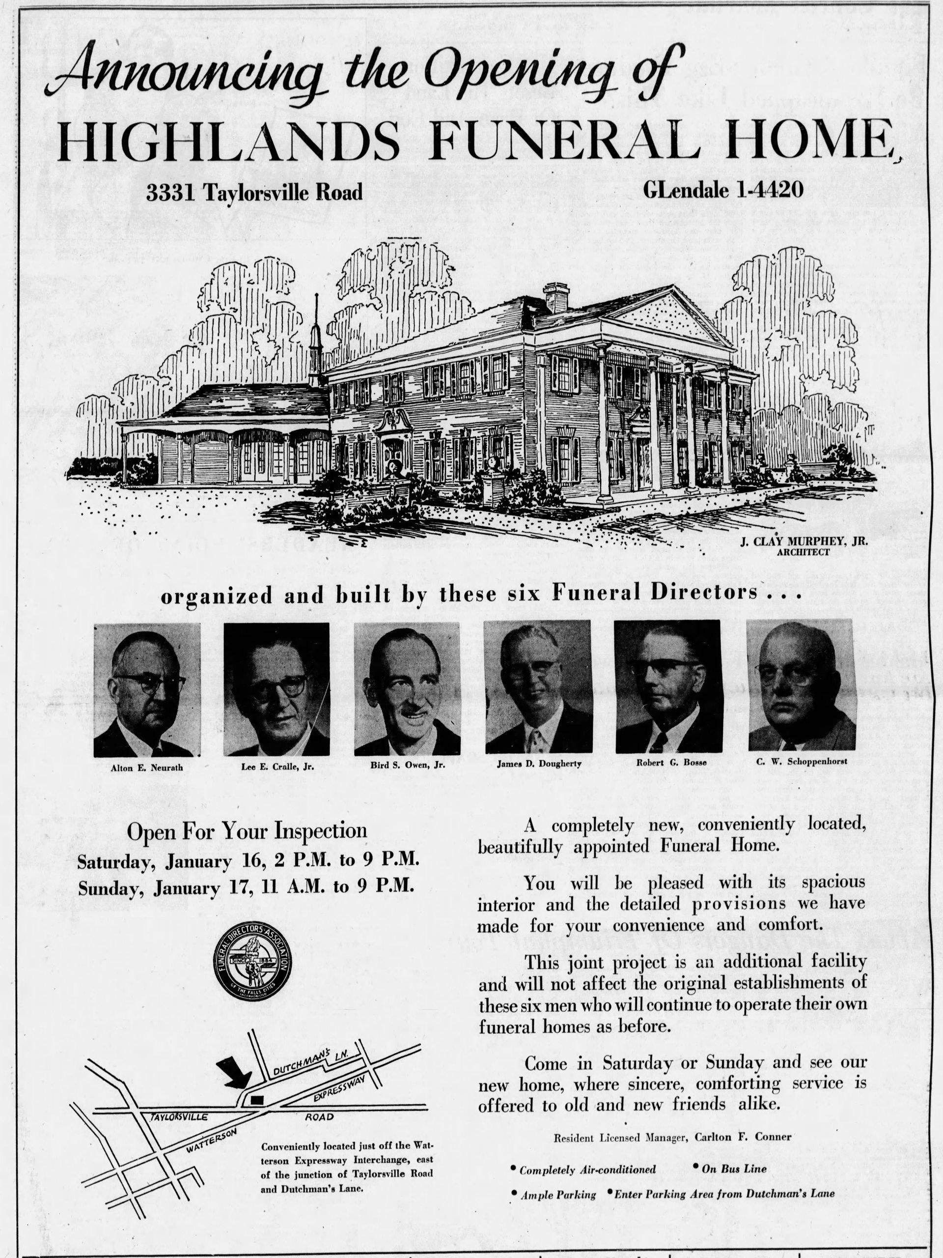 Highlands funeral home exterior Louisville KY