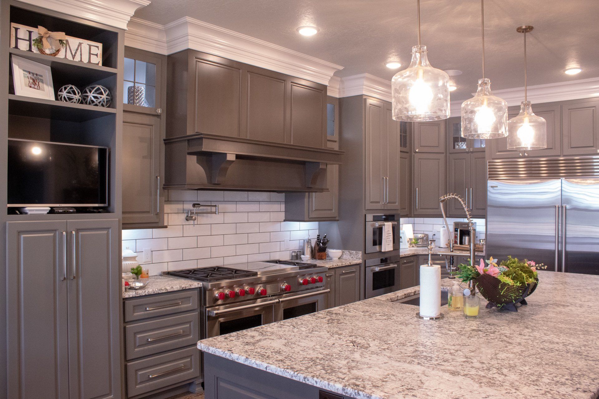 kitchen remodel with cabinet installation and marble countertops