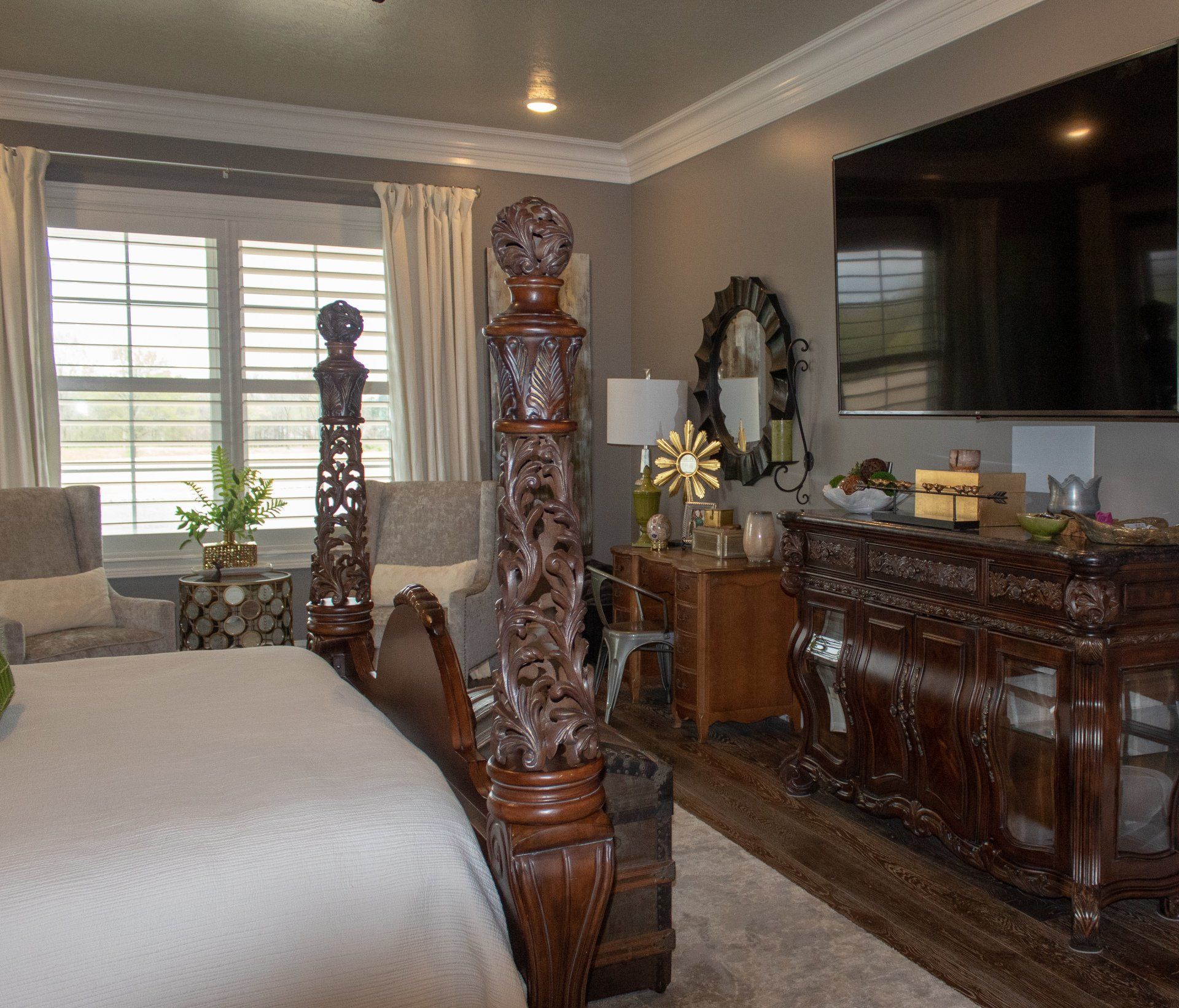 bedroom remodel with fresh paint and new hardwood flooring