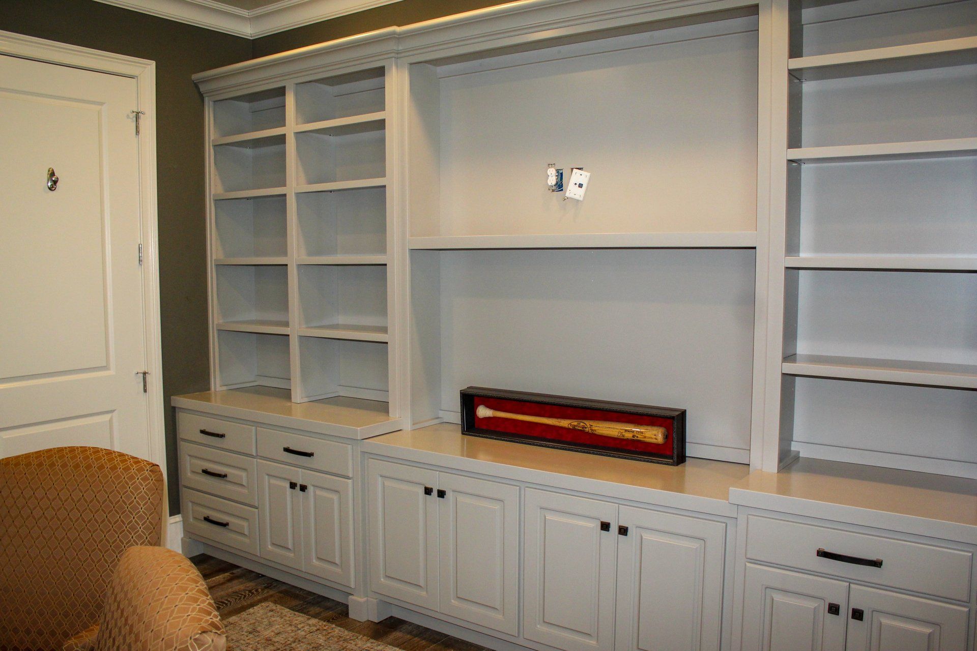 large bookcase restored after severe damage