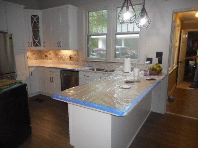 cabinet lighting and custom countertop build