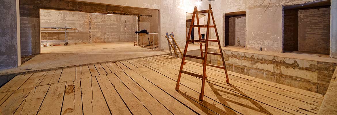 step ladder on wood flooring