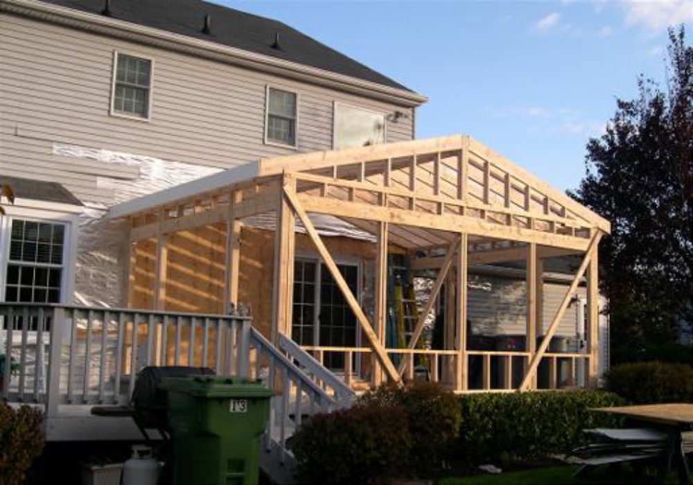 framework of a home addition