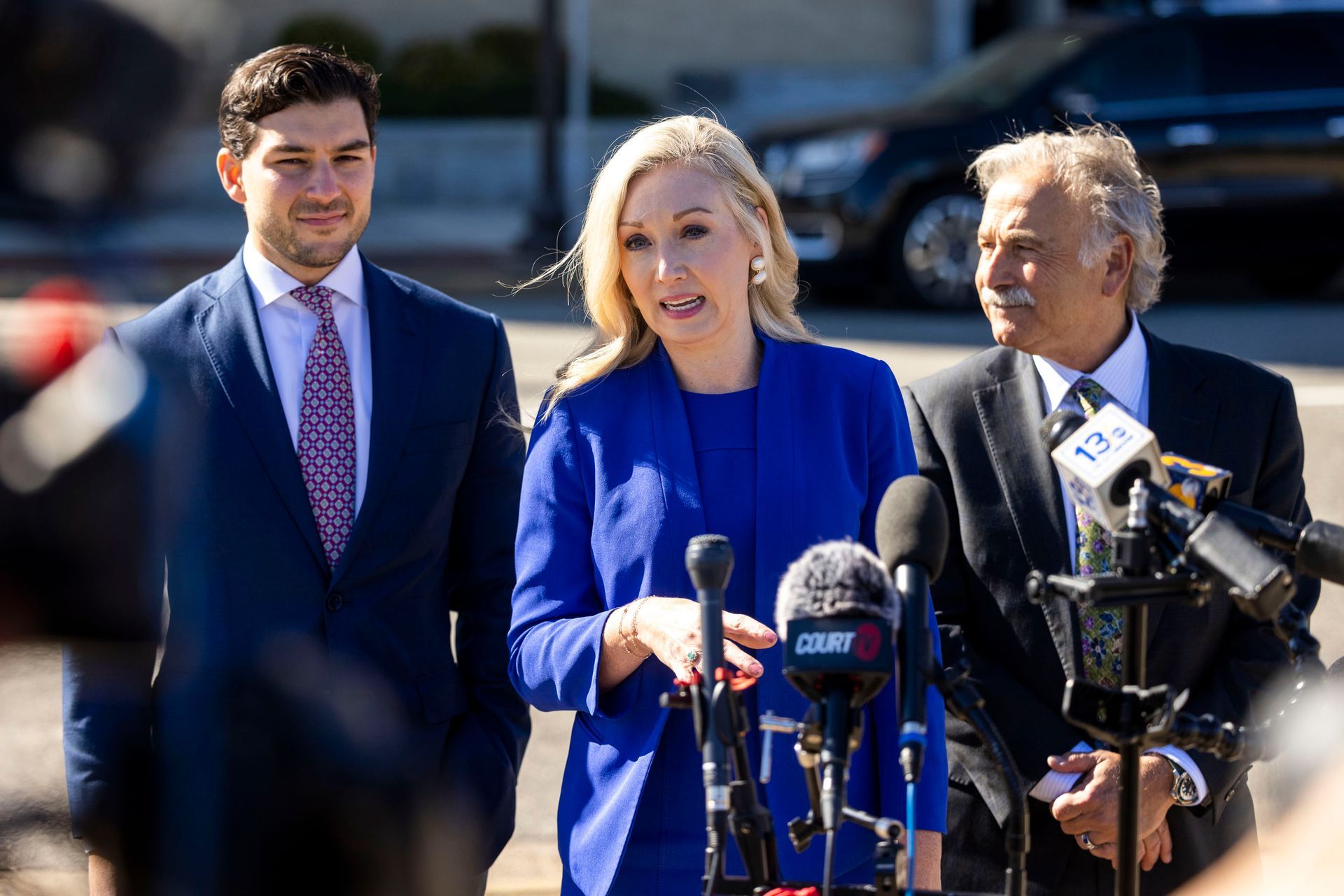 Attorney Diane Toscano speaks to reporters after the Zwerner verdict at courthouse press briefing.