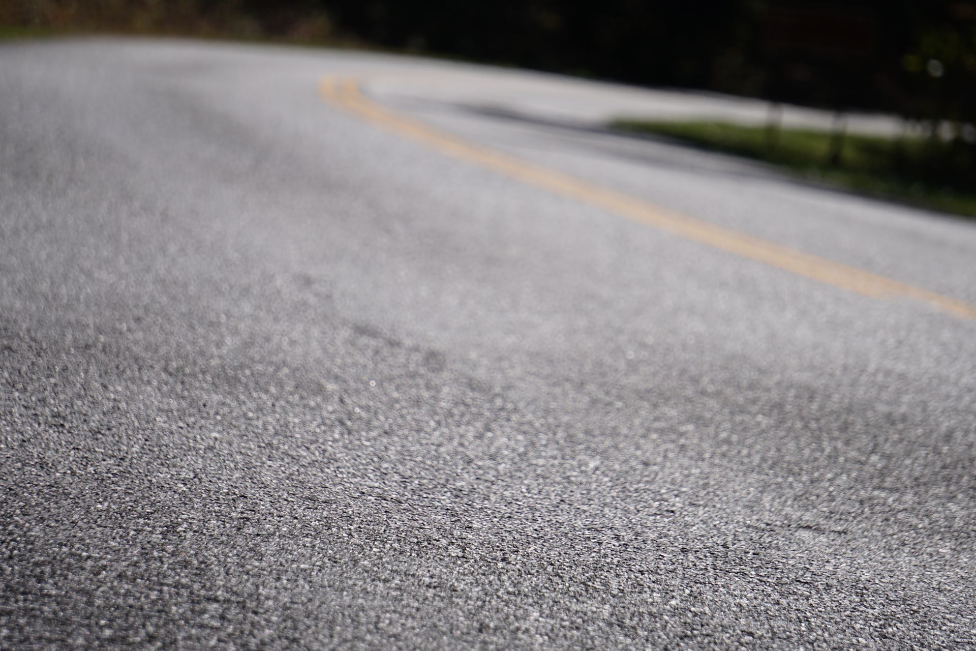 Chip seal road close up