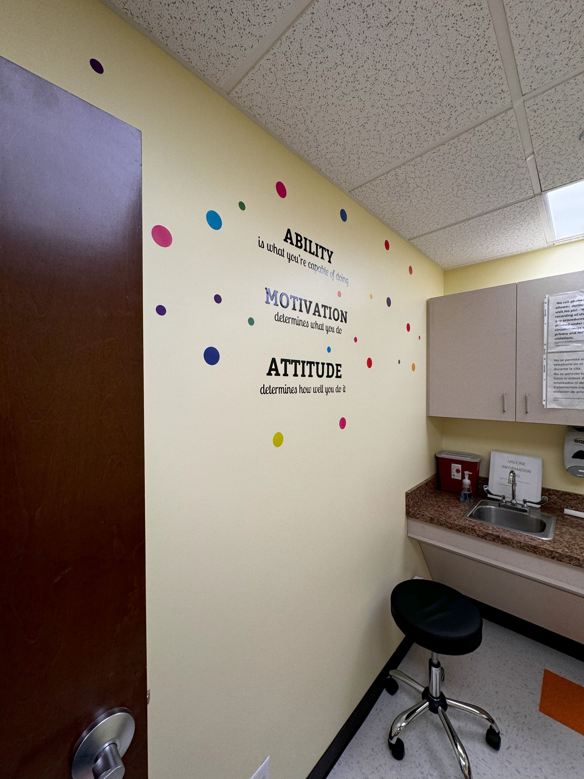 A Brighter Day Pediatrics exam room with sink