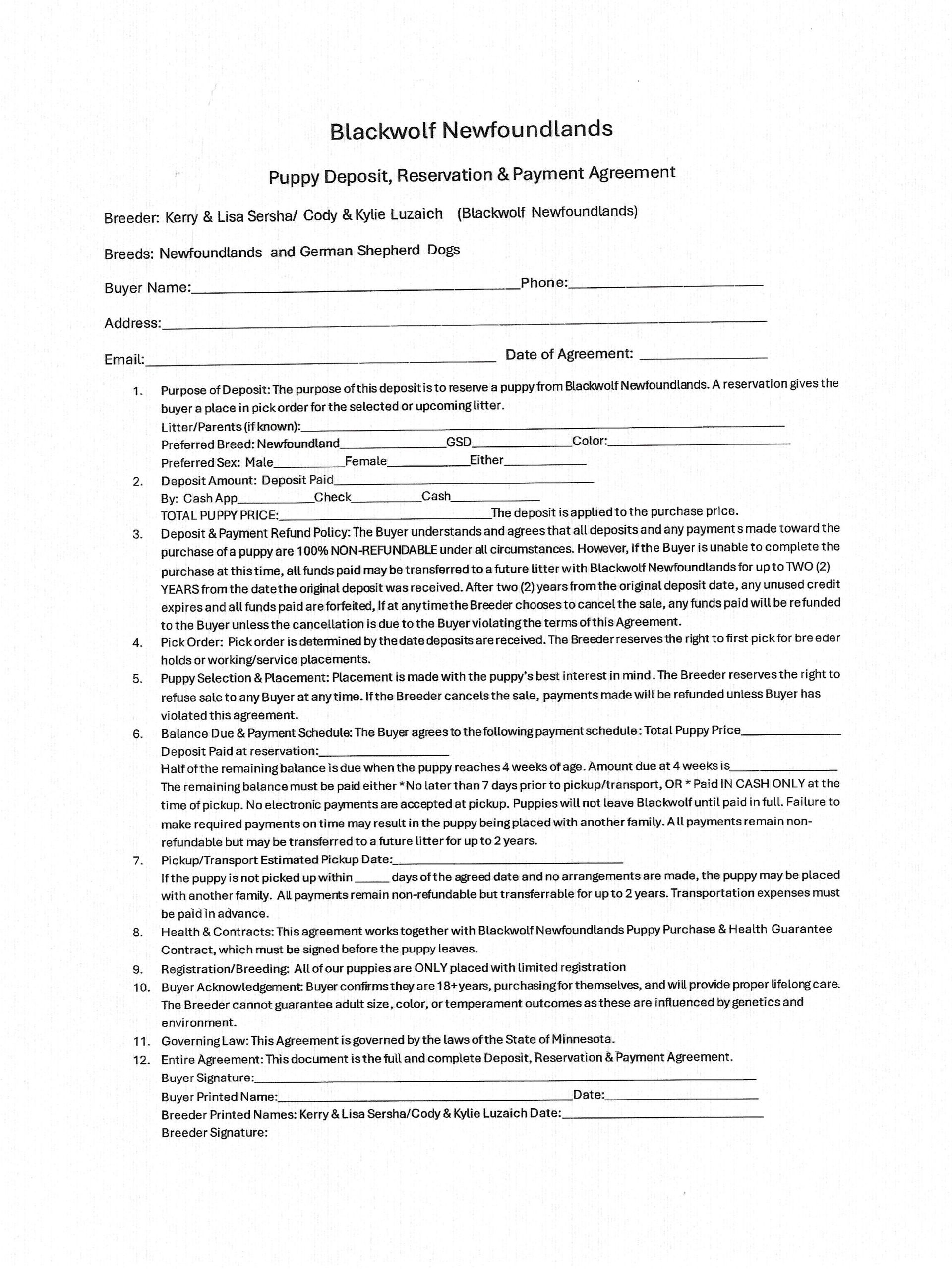 Legal document form for the release of liability.