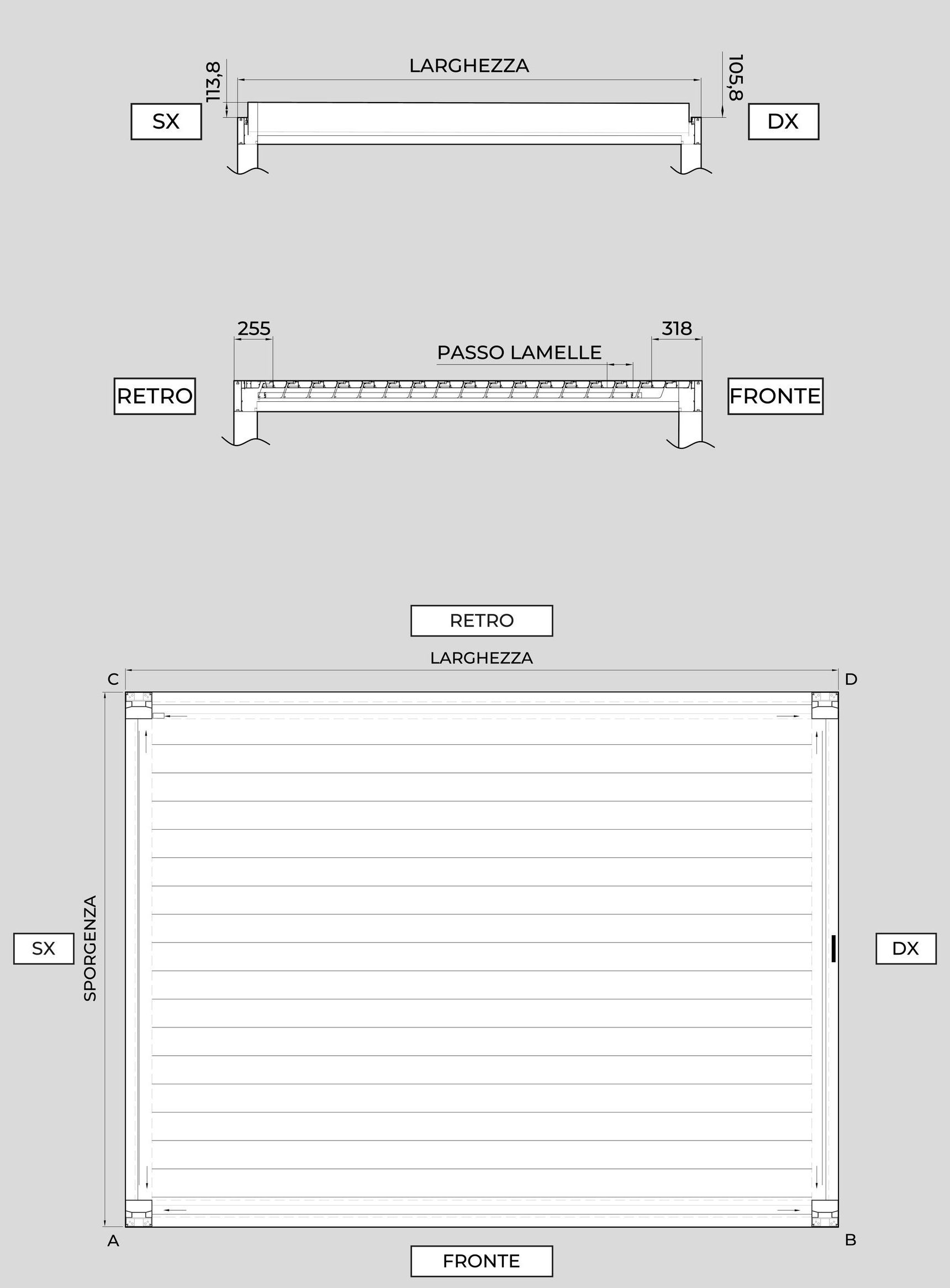 Un disegno in bianco e nero di una porta con le relative misure.