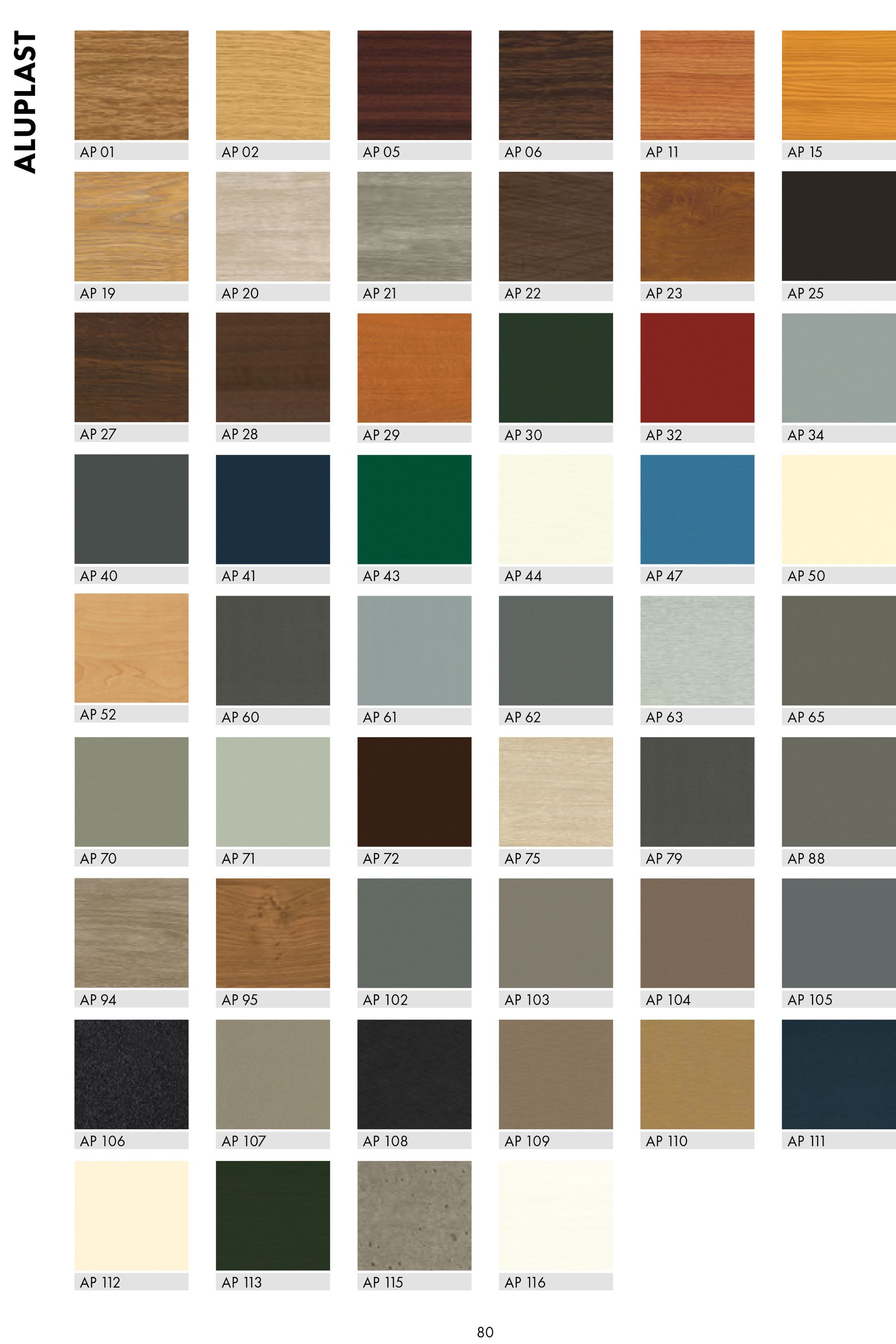 Un catalogo di diversi tipi di legno e colori di vernice