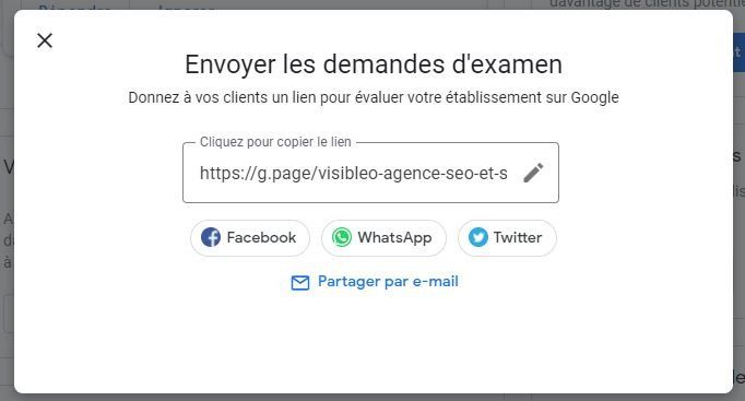 partager formulaire Google My Business