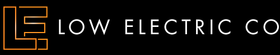 A logo for low electric co. is shown on a black background