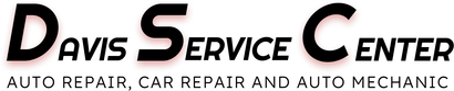 Logo for Davis Service Center: Black text on white background with a shadow effect. Text is 