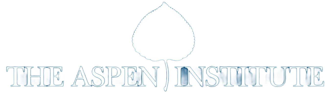 Logo for the Aspen Institute: a stylized leaf above the text, 