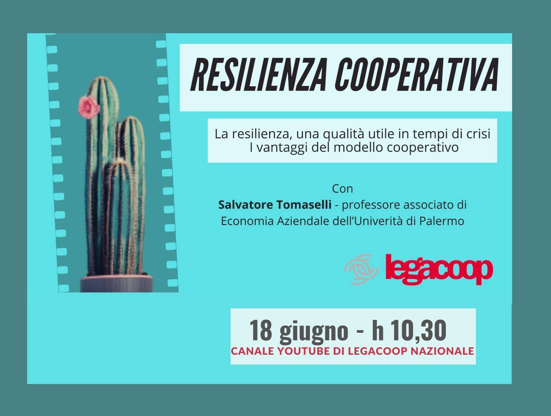 Un poster con un cactus e la scritta resilienza cooperativa sopra