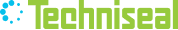 Un logo vert et bleu pour techniseal sur fond blanc
