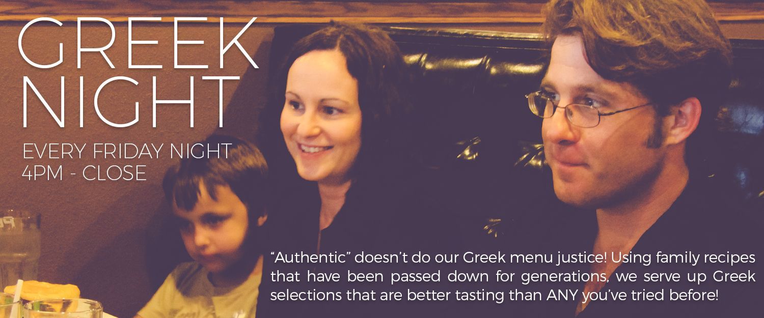 A poster for greek night shows a man and a woman