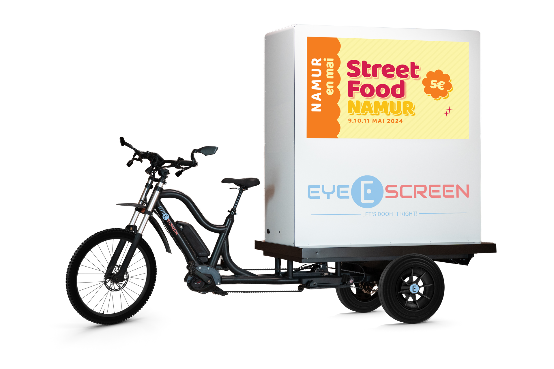 Street marketing - vélo publicitaire avec écrans