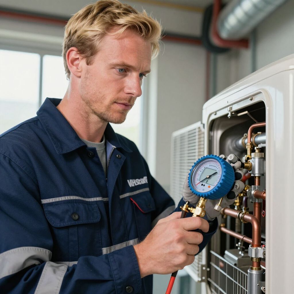 HVAC technician working on an HVAC until in a home in Commerce GA