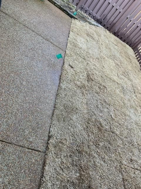 Two flooring textures: left is smooth and speckled; right is shaggy and fibrous.