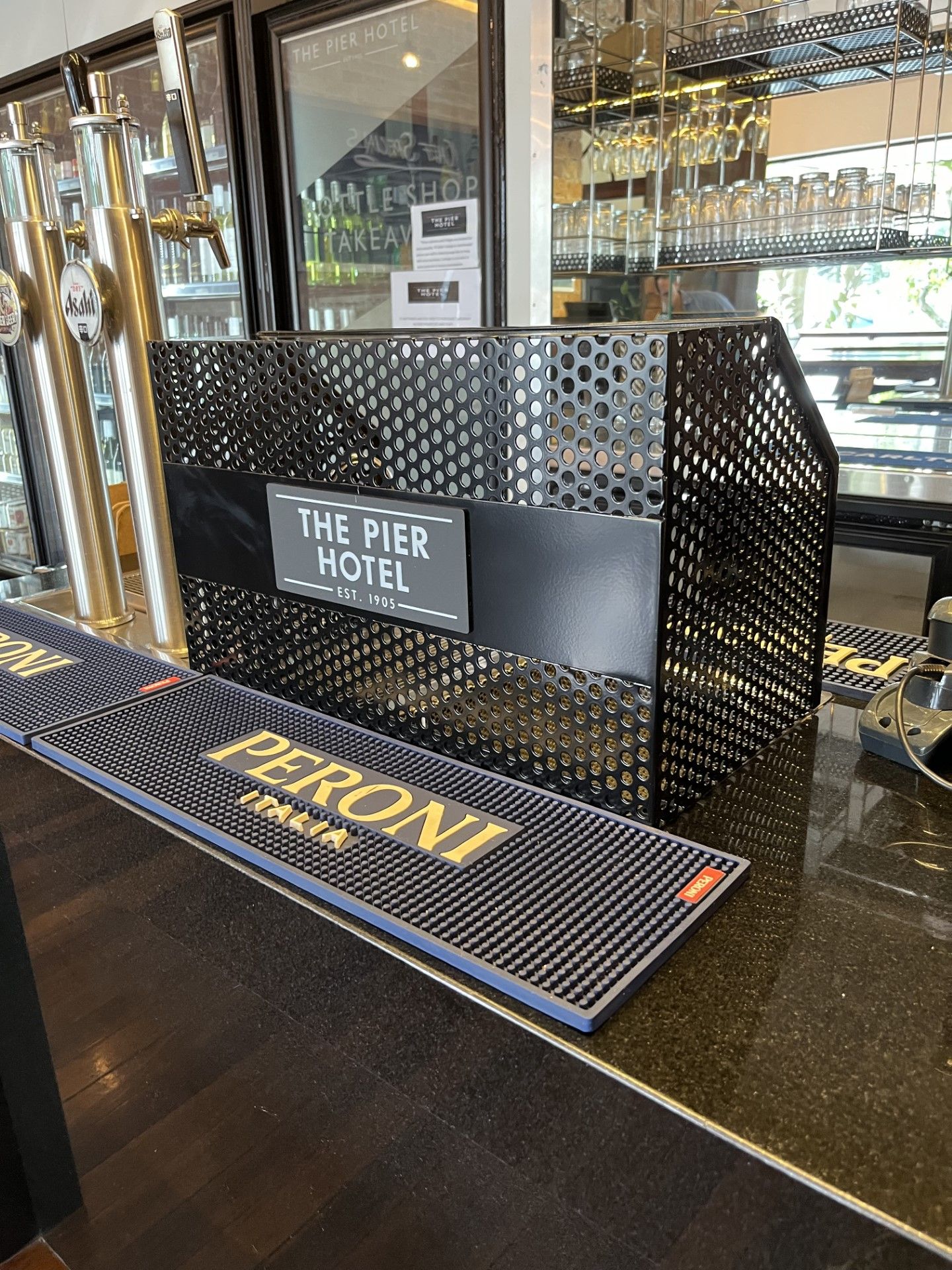 A bar with a peroni bar mat on it — Fabricator In Coffs Harbour, NSW