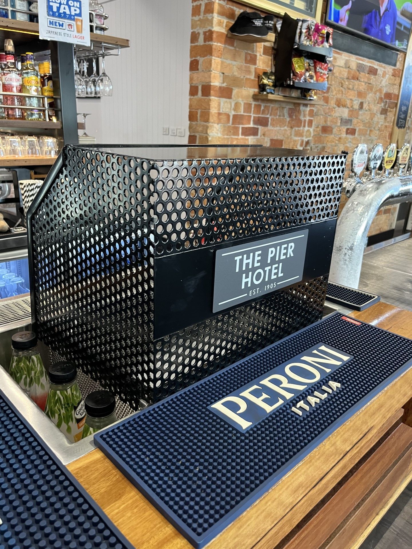 A bar with a peroni bar mat on it — Fabricator In Coffs Harbour, NSW