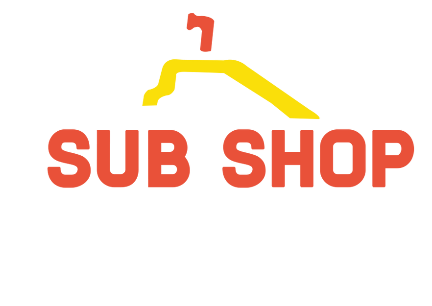 A red and yellow logo for a sub shop