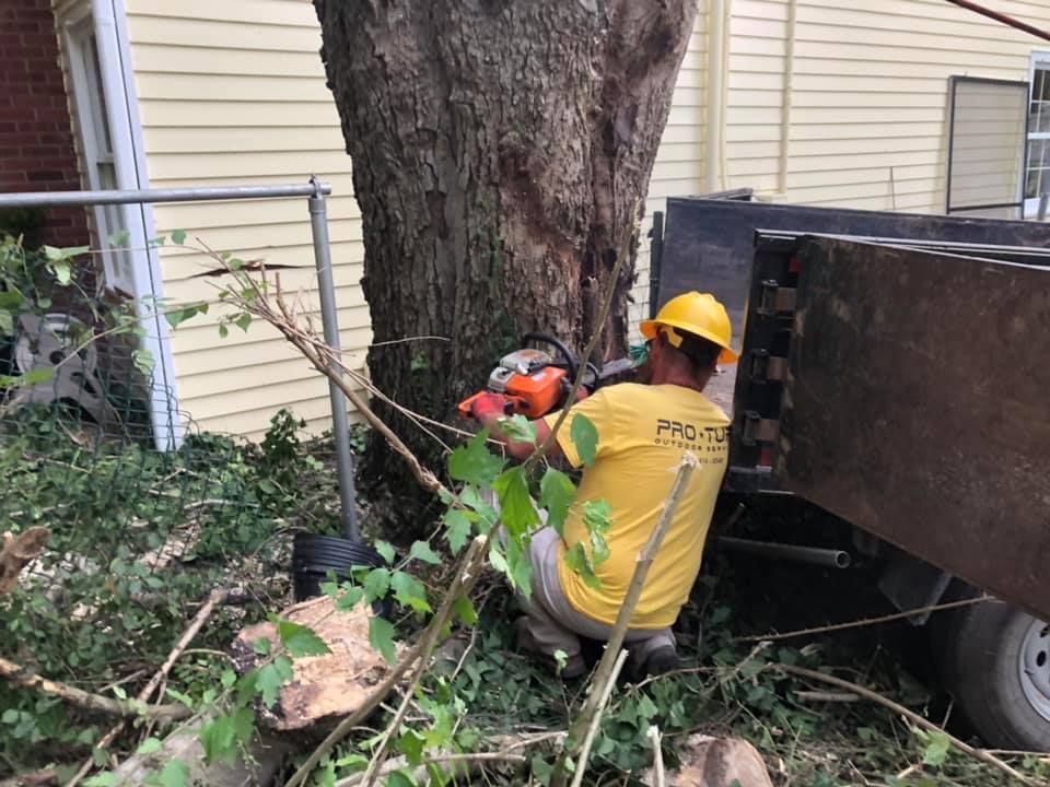 photos of the crew at pro-turf working on outdoor projects