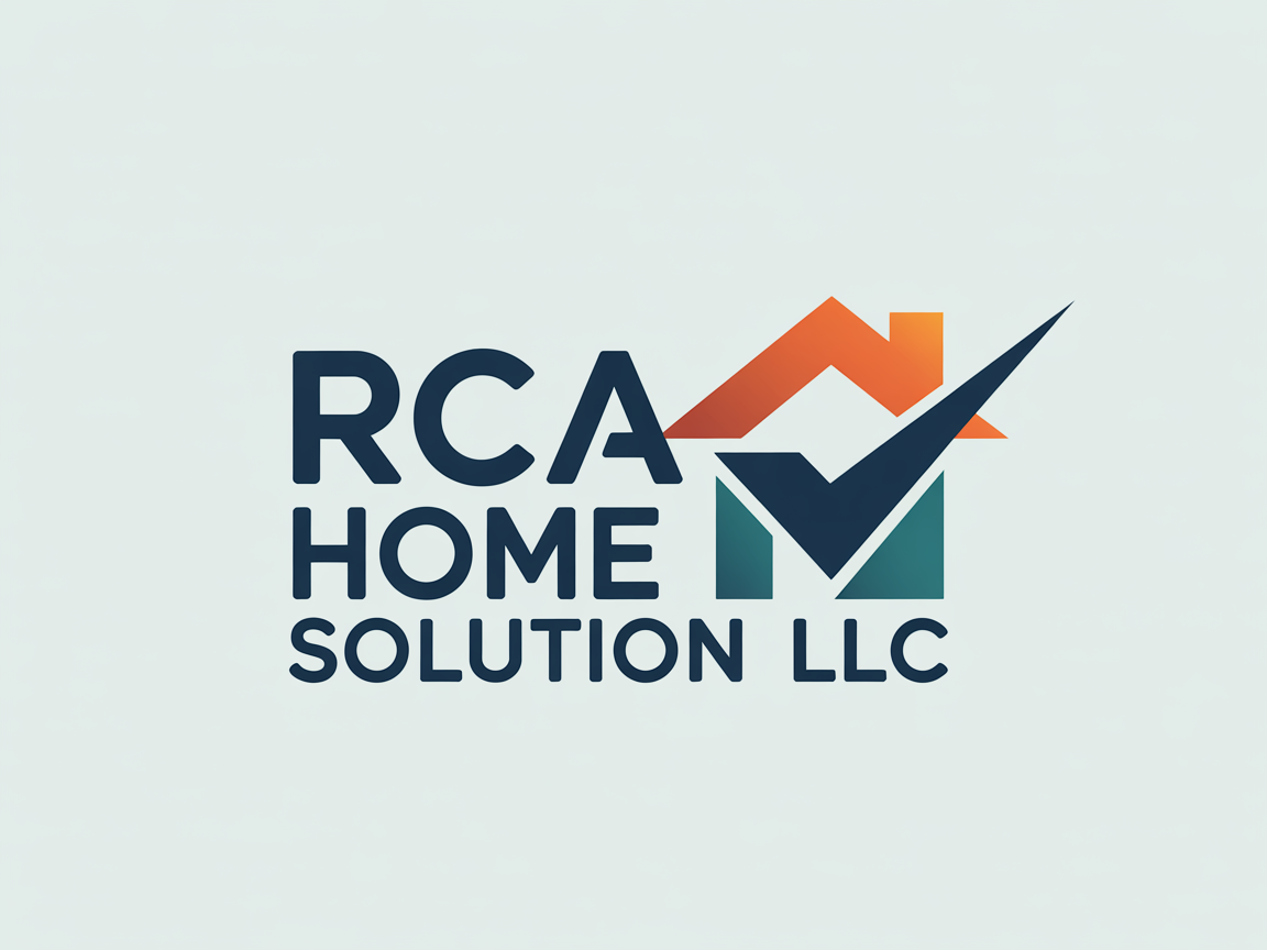 Logo for RCA Home Solution LLC: Text and house-shaped checkmark graphic in blue, orange, and green.
