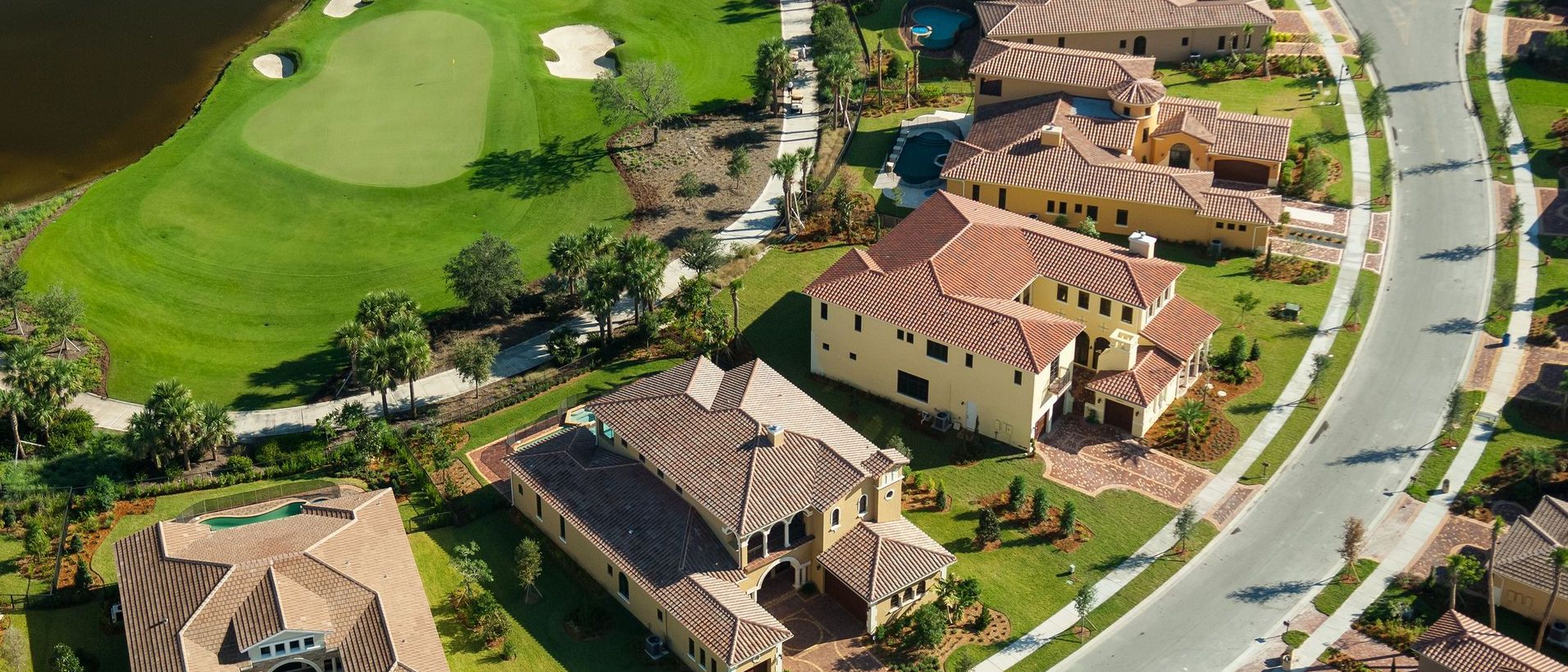 aerial view of lovely florida golf community