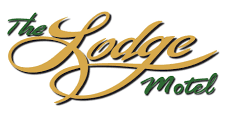 A logo for the lodge motel is shown on a white background.