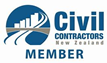 The logo for civil contractors new zealand is a member of civil contractors new zealand.