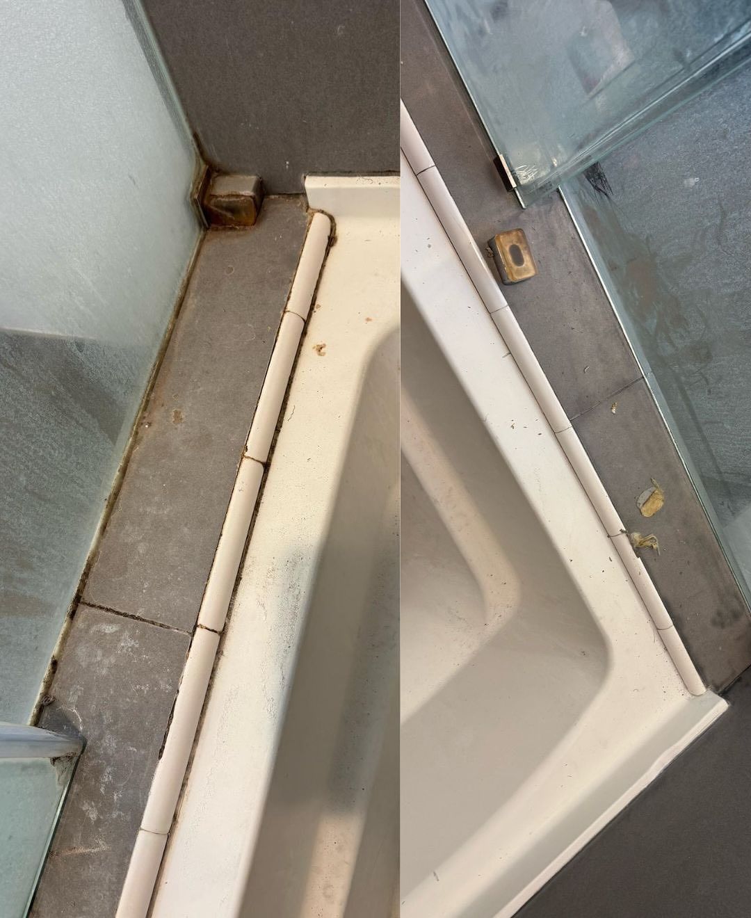 A before and after picture of a bathtub