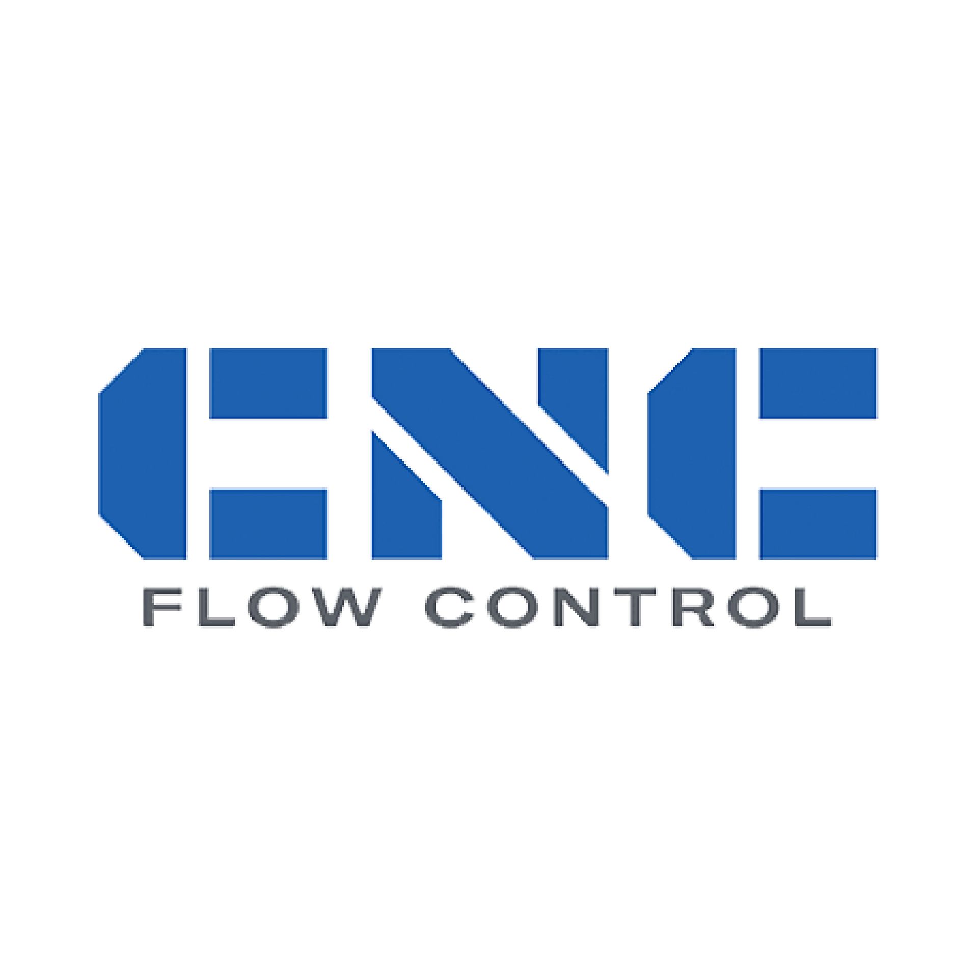 A blue and white logo for CNC flow control