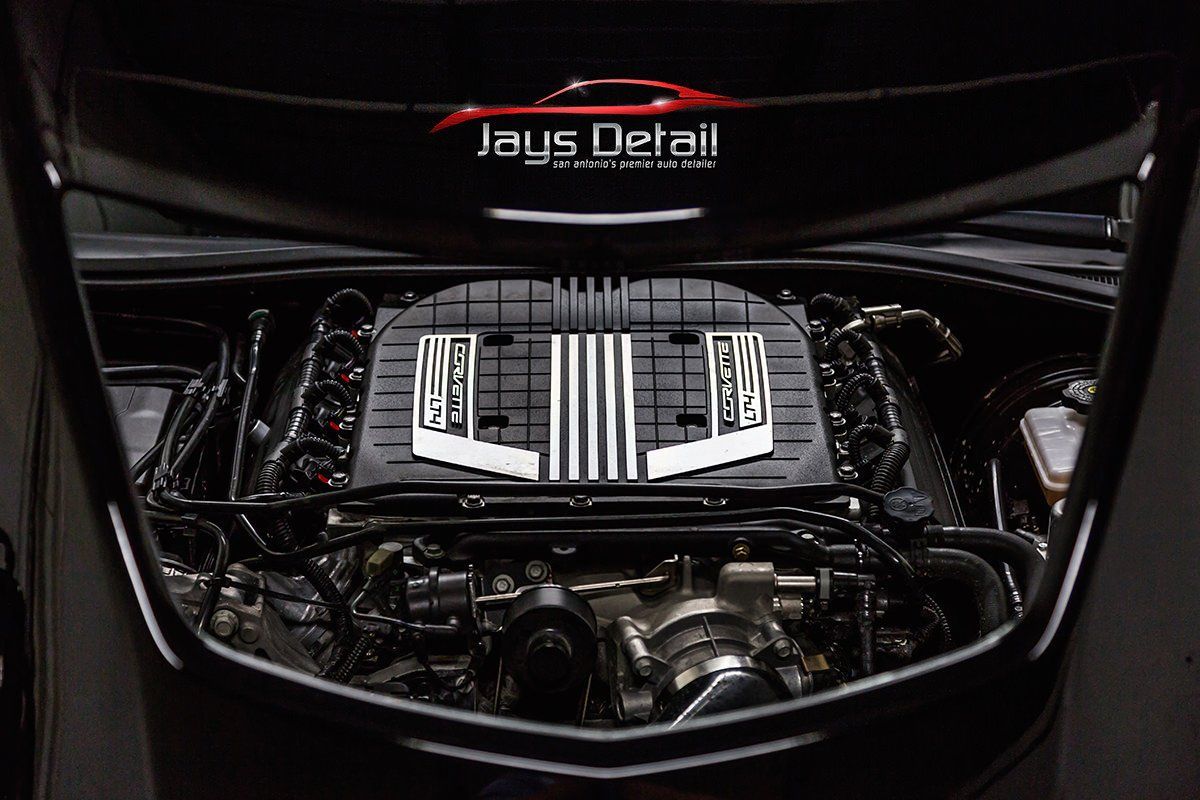 Black car engine bay