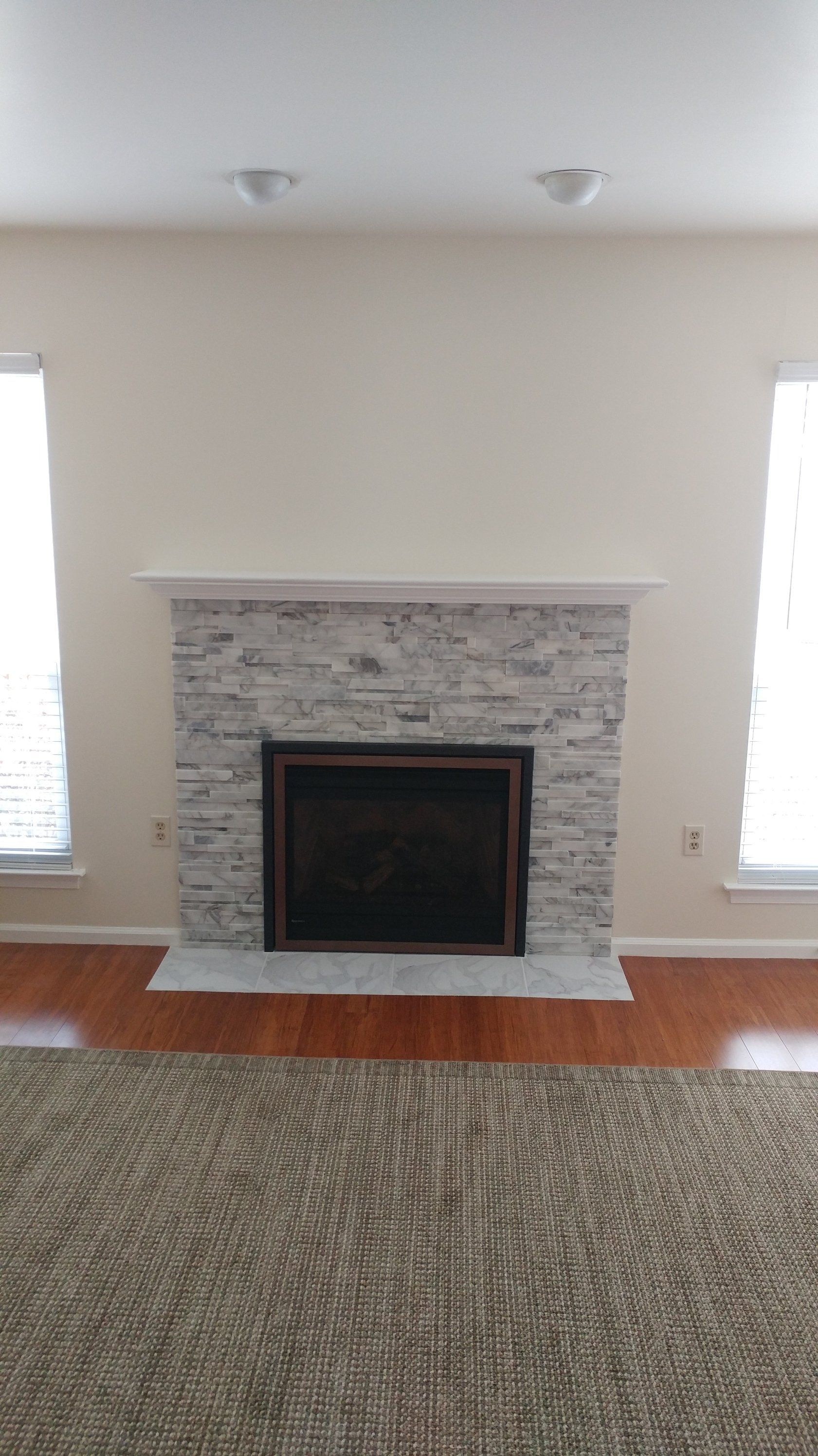 Hearth — Modern Fireplace With Brick Wall in Langhorne, PA