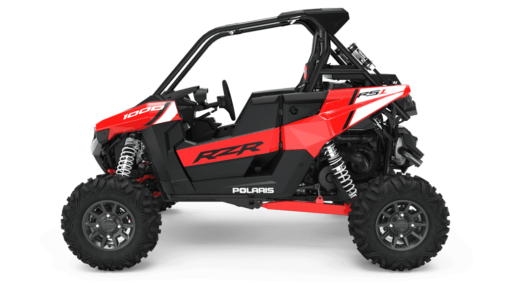 side view of Red and Black Polaris RZR XP 1000 RS1