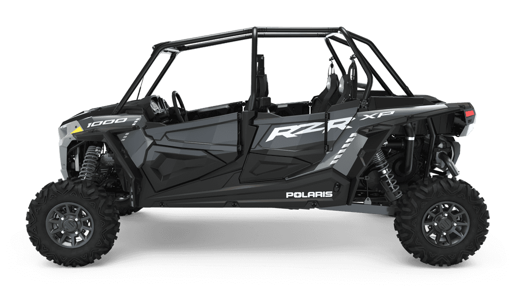 side view of grey and black Polaris RZR XP 1000 Premium 4 seater