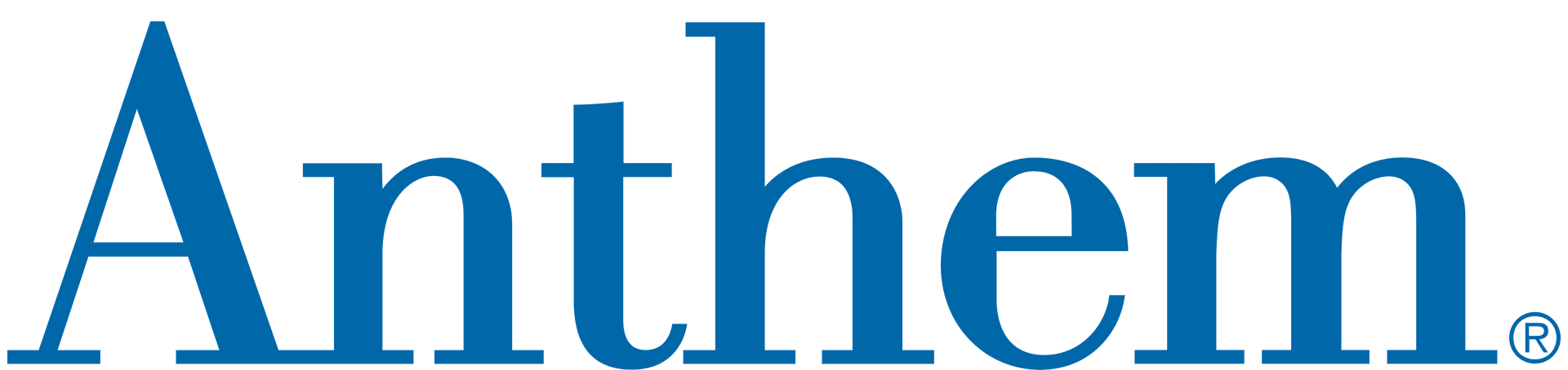 The anthem logo is blue and white on a white background